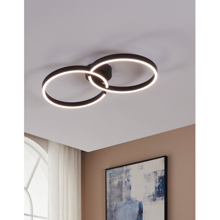 Eglo 900955 - LED RGBW Zatemnitvena stropna svetilka LED/19,5W/230V 2700-6500K črna + Daljinski upravljalnik