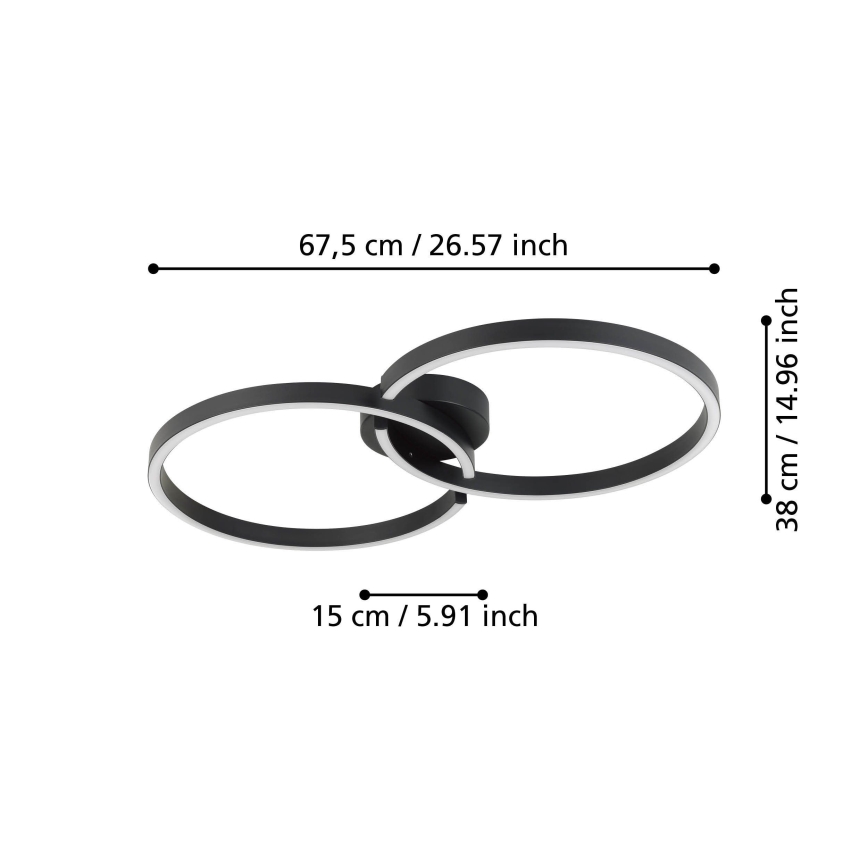 Eglo 900955 - LED RGBW Zatemnitvena stropna svetilka LED/19,5W/230V 2700-6500K črna + Daljinski upravljalnik
