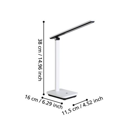 Eglo - LED Zatemnitvena polnilna namizna svetilka LED/3,6W/5V 1800mAh bela