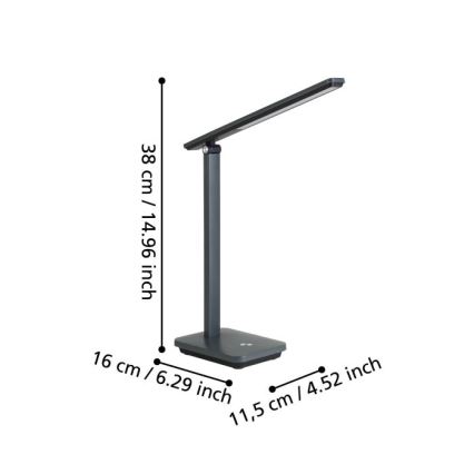 Eglo - LED Zatemnitvena polnilna namizna svetilka LED/3,6W/5V 1800mAh siv