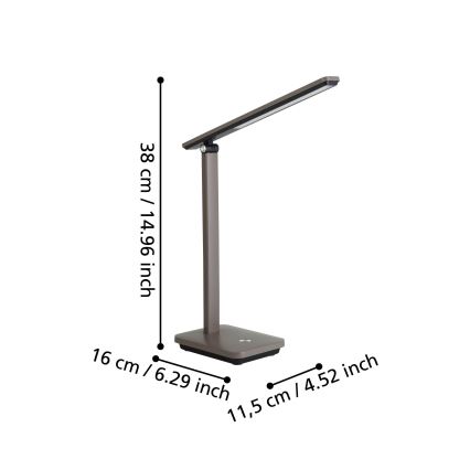 Eglo - LED Zatemnitvena polnilna namizna svetilka LED/3,6W/5V 1800mAh rjava