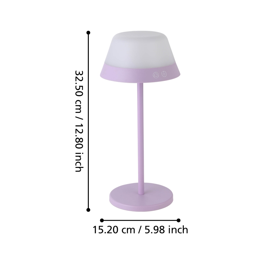 Eglo - LED RGBW Zatemnitvena zunanja svetilka na dotik 2v1 LED/1,5W/5V 2600 mAh IP54 vijolična