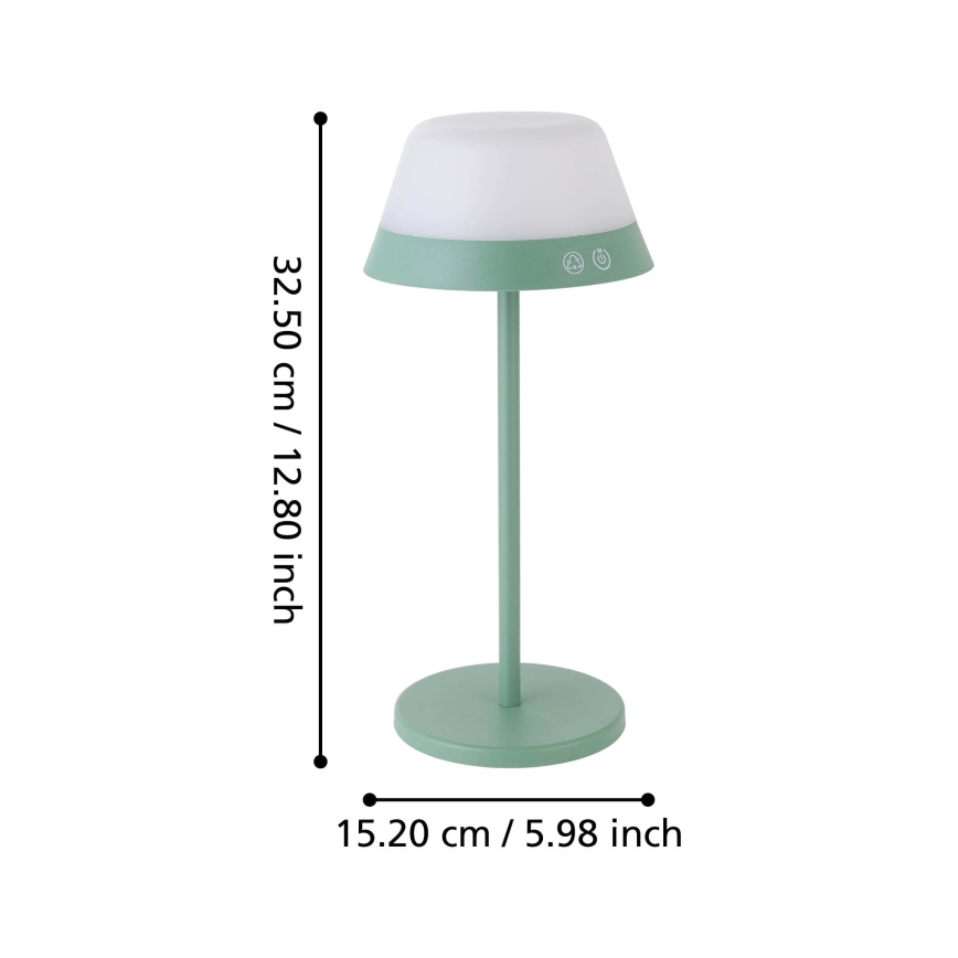 Eglo - LED RGBW Zatemnitvena zunanja svetilka na dotik 2v1 LED/1,5W/5V 2600 mAh IP54 zelena