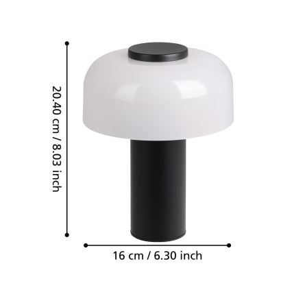 Eglo - LED Zatemnitvena zunanja svetilka na dotik LED/2,25W/5V 2400-4000K 5200 mAh IP44 črna/bela