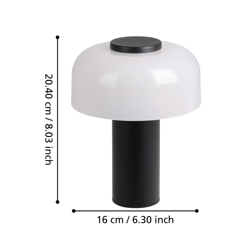 Eglo - LED Zatemnitvena zunanja svetilka na dotik LED/2,25W/5V 2400-4000K 5200 mAh IP44 črna/bela