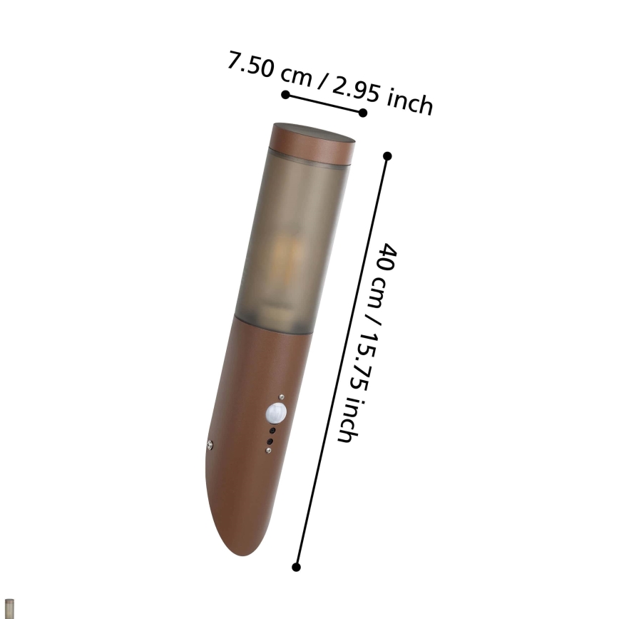 Eglo - Zunanja stenska svetilka s senzorjem 1xE27/15W/230V IP44