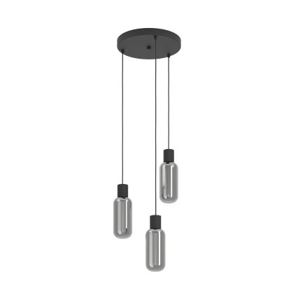 Eglo - viseči lestenec na vrvici 3xE27/4W/230V črna/dimna