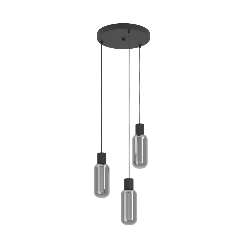 Eglo - viseči lestenec na vrvici 3xE27/4W/230V črna/dimna