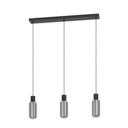 Eglo - viseči lestenec na kablu 3xE27/4W/230V, črna/dimljeno steklo