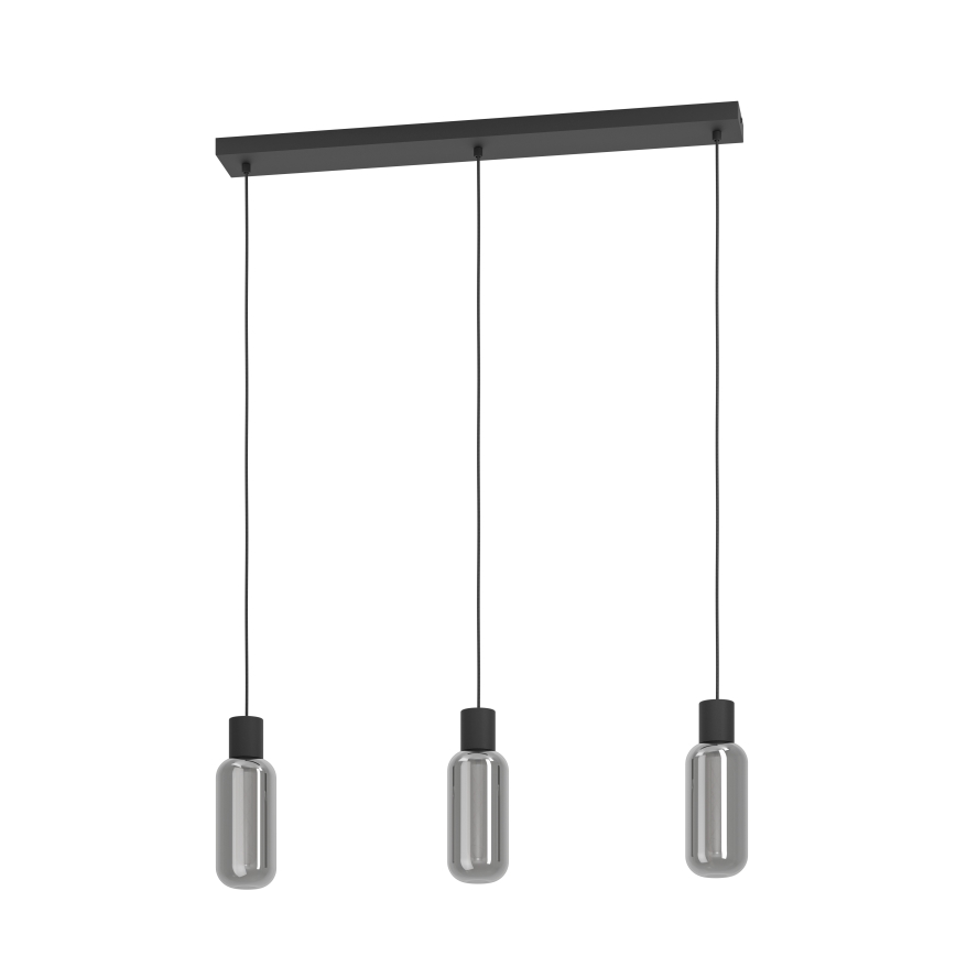 Eglo - viseči lestenec na kablu 3xE27/4W/230V, črna/dimljeno steklo