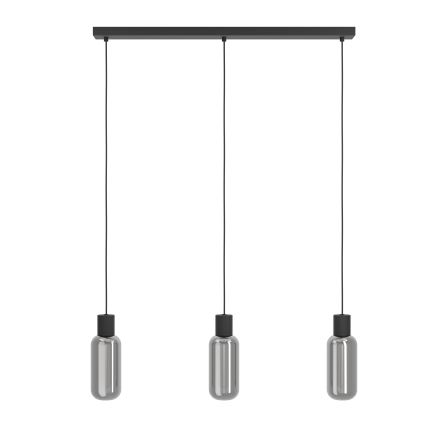 Eglo - viseči lestenec na kablu 3xE27/4W/230V, črna/dimljeno steklo