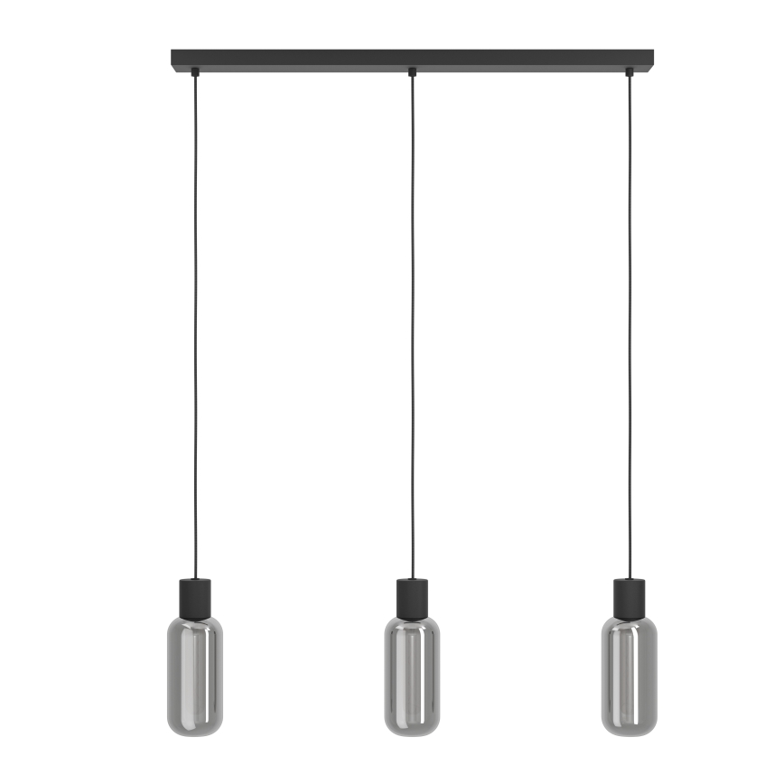 Eglo - viseči lestenec na kablu 3xE27/4W/230V, črna/dimljeno steklo
