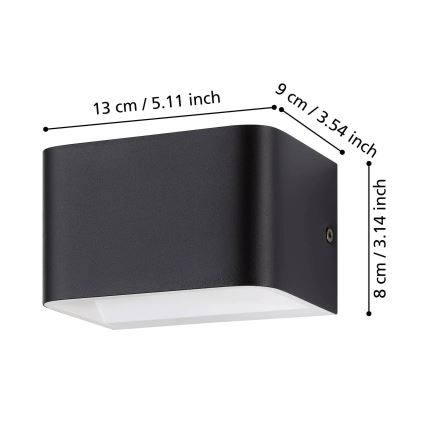 Eglo - LED Stenska svetilka LED/6W/230V 3000K črna