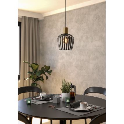 Eglo - Lestenec na vrvici 1xE27/40W/230V črna/zlata