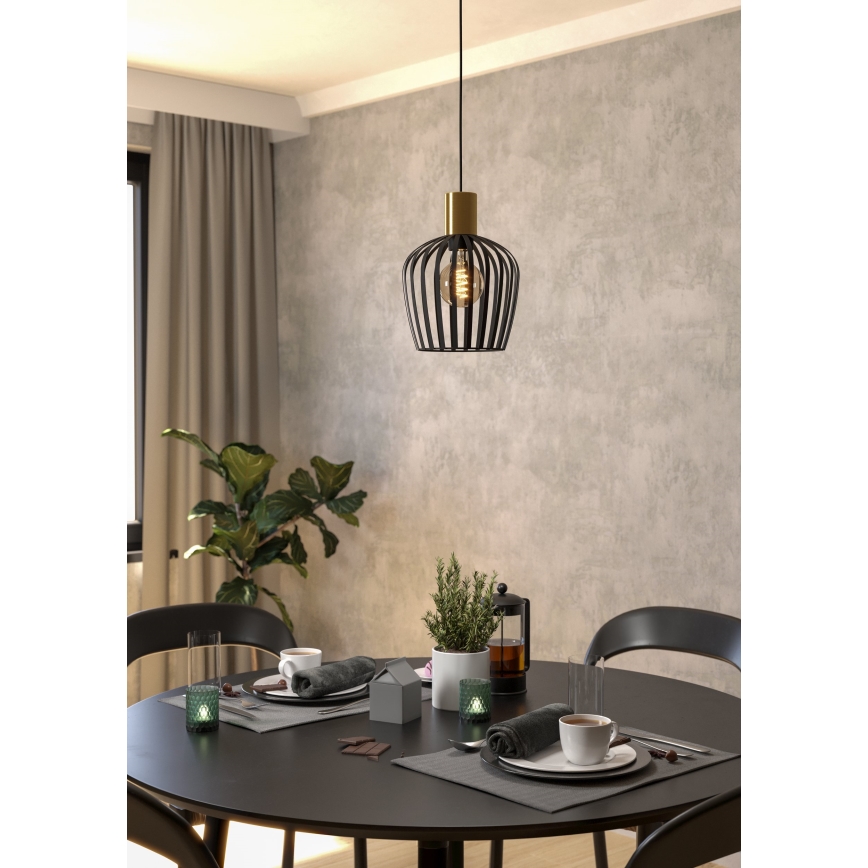 Eglo - Lestenec na vrvici 1xE27/40W/230V črna/zlata