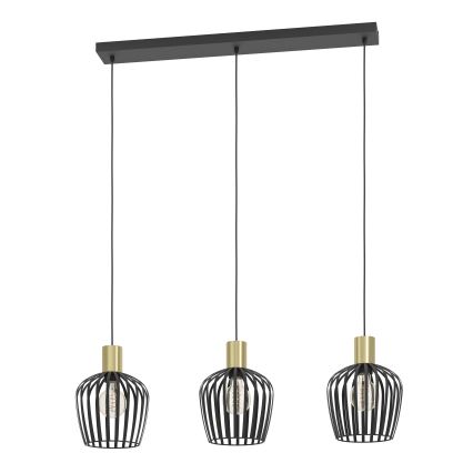 Eglo - Lestenec na vrvici 3xE27/40W/230V črna/zlata