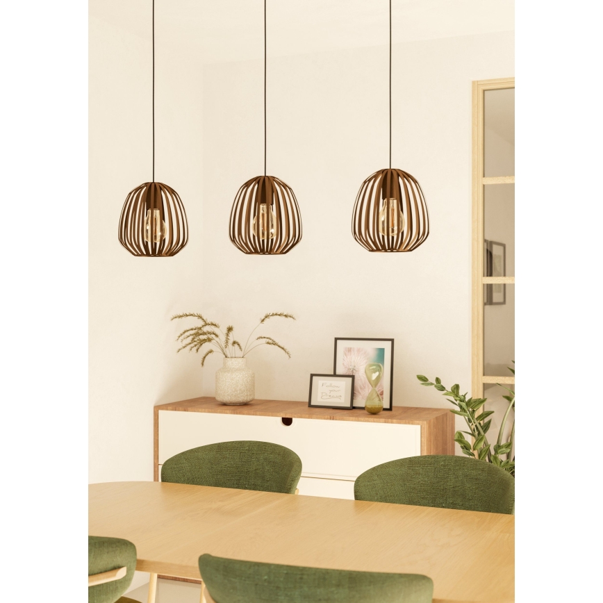 Eglo - Viseči lestenec na vrvici 3xE27/40W/230V, bronzen