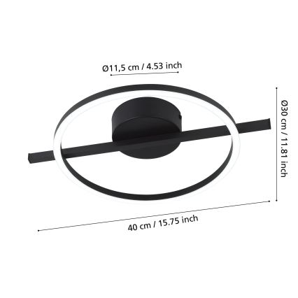 Eglo - LED RGBW Zatemnitvena stropna svetilka LED/17W/230V 2700-6500K črna + Daljinski upravljalnik