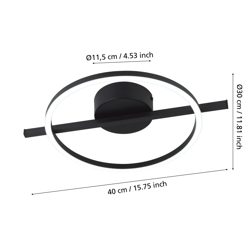 Eglo - LED RGBW Zatemnitvena stropna svetilka LED/17W/230V 2700-6500K črna + Daljinski upravljalnik