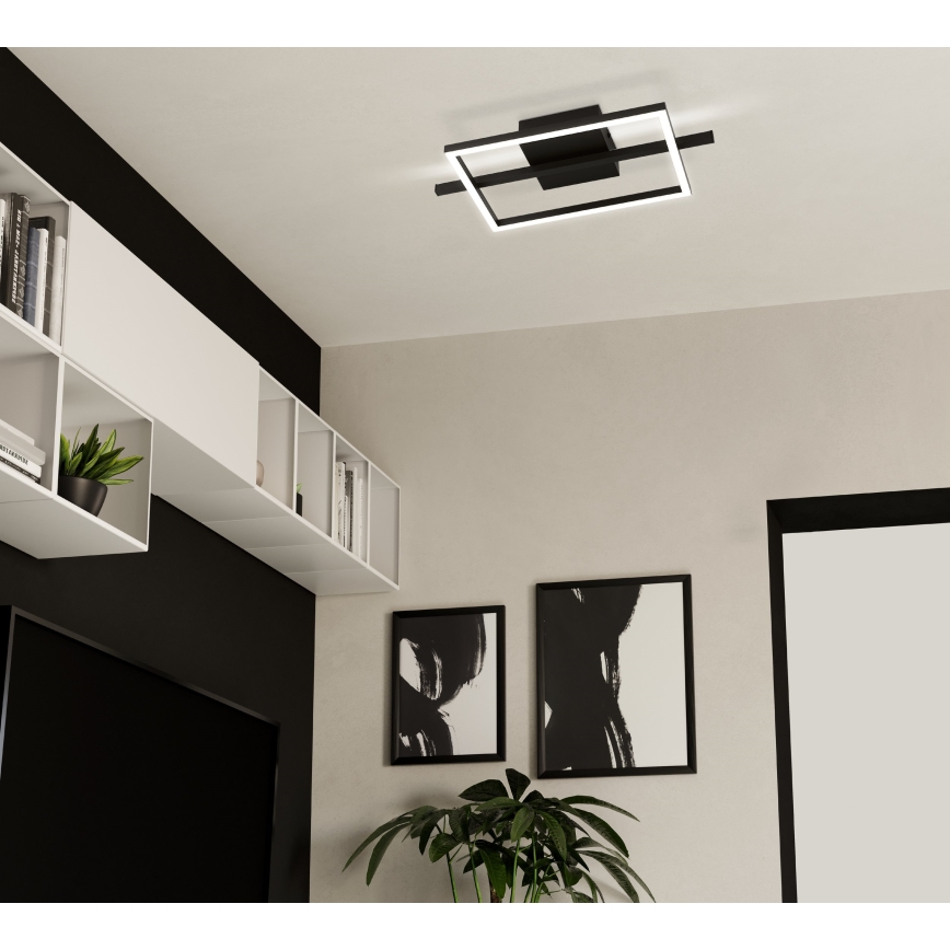 Eglo - LED RGBW Zatemnitvena stropna svetilka LED/17W/230V 2700-6500K črna + Daljinski upravljalnik