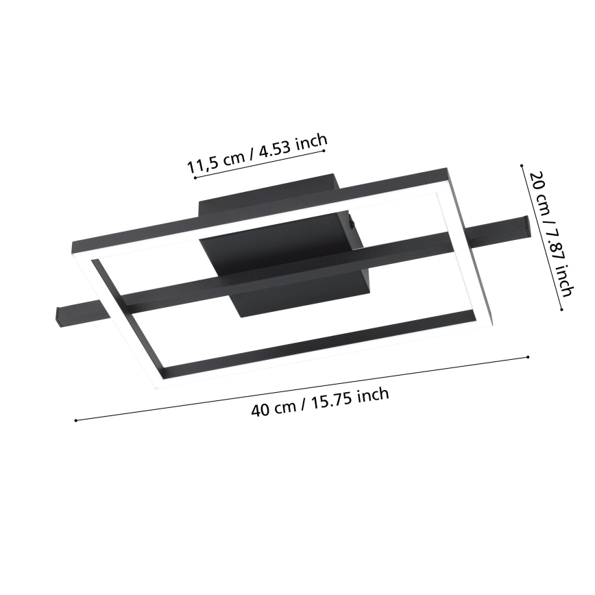 Eglo - LED RGBW Zatemnitvena stropna svetilka LED/17W/230V 2700-6500K črna + Daljinski upravljalnik