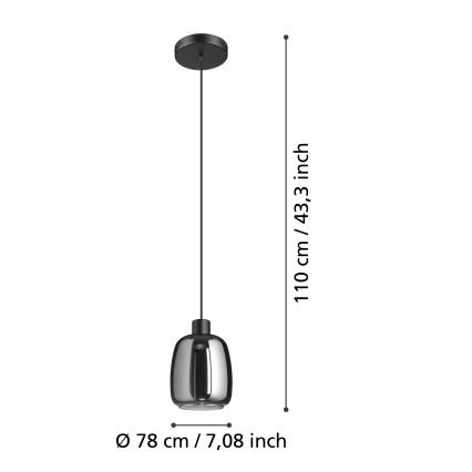 Eglo - LED RGBW Zatemnitveni lestenec na vrvici LED/3,7W/230V 2700-6500K črna ZigBee
