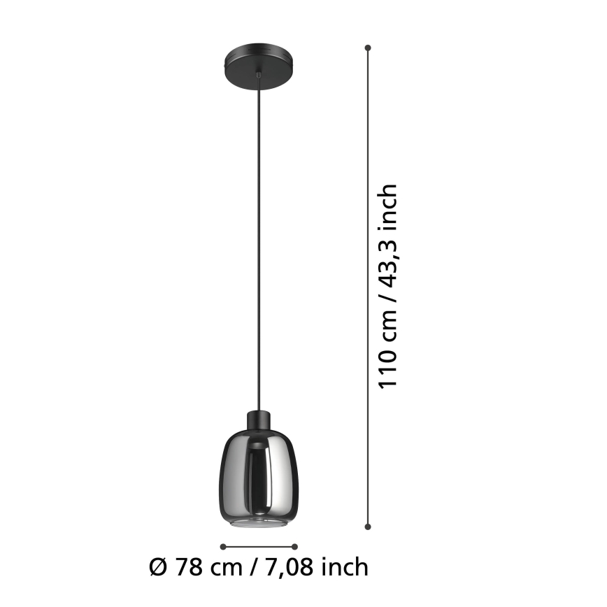 Eglo - LED RGBW Zatemnitveni lestenec na vrvici LED/3,7W/230V 2700-6500K črna ZigBee