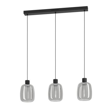 Eglo - LED RGBW Zatemnitveni lestenec na vrvici 3xLED/3,7W/230V 2700-6500K siva