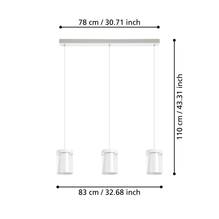 Eglo - LED RGBW Zatemnitveni lestenec na vrvici 3xLED/3,7W/230V 2700-6500K bela ZigBee