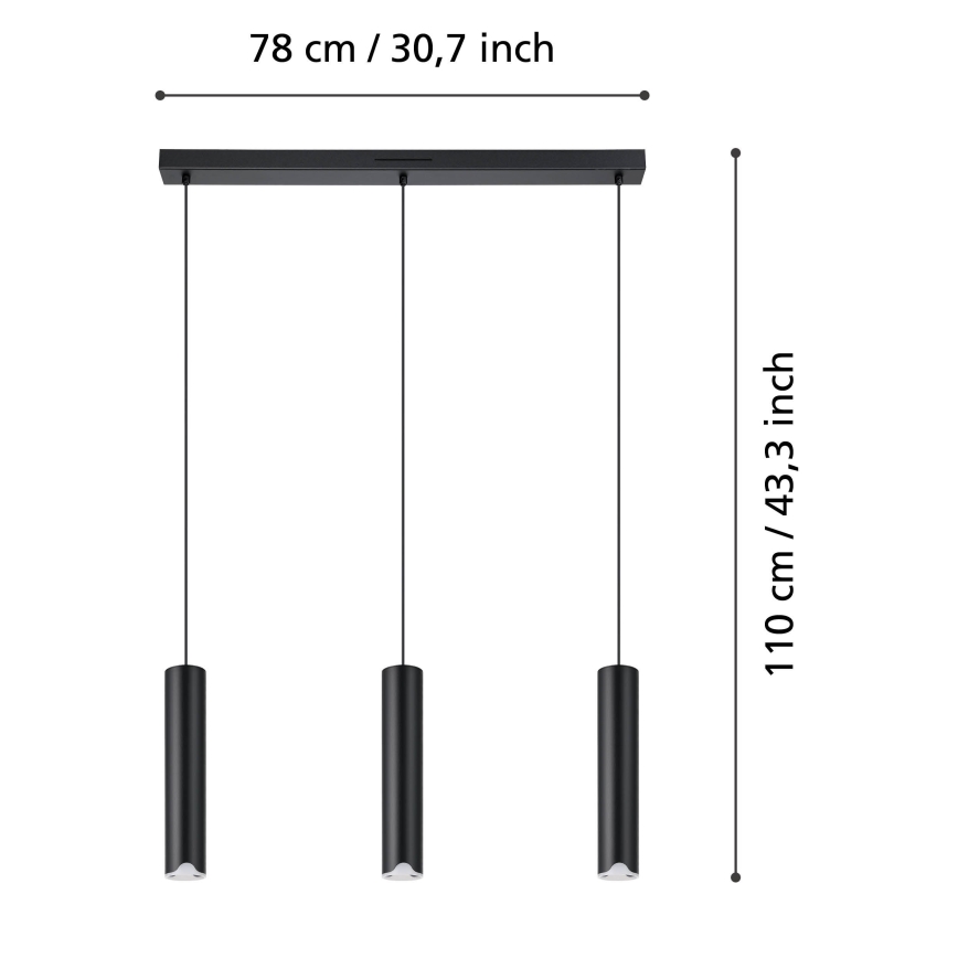 Eglo - LED RGBW Zatemnitveni lestenec na vrvici 3xLED/3,7W/230V 2700-6500K črna