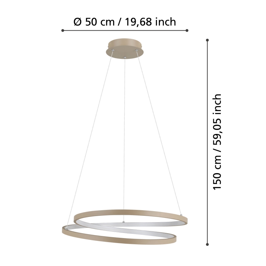 Eglo - LED Lestenec na vrvici LED/36W/230V 3000K bež