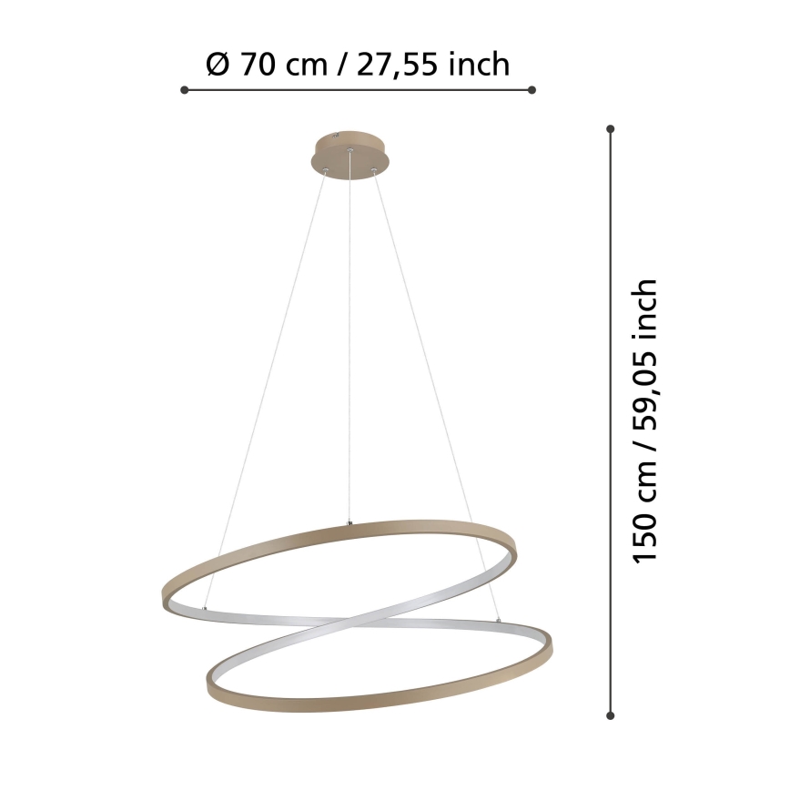 Eglo - LED Lestenec na vrvici LED/42W/230V 3000K bež