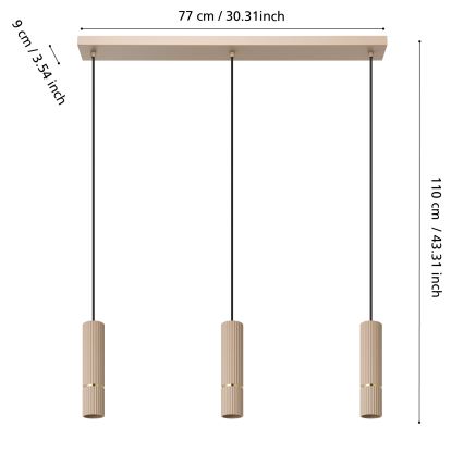 Eglo - LED Lestenec na vrvici 3xGU10/5W/230V 3000K bež
