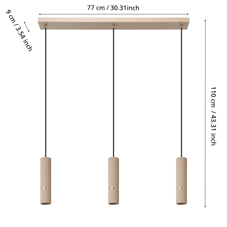 Eglo - LED Lestenec na vrvici 3xGU10/5W/230V 3000K bež