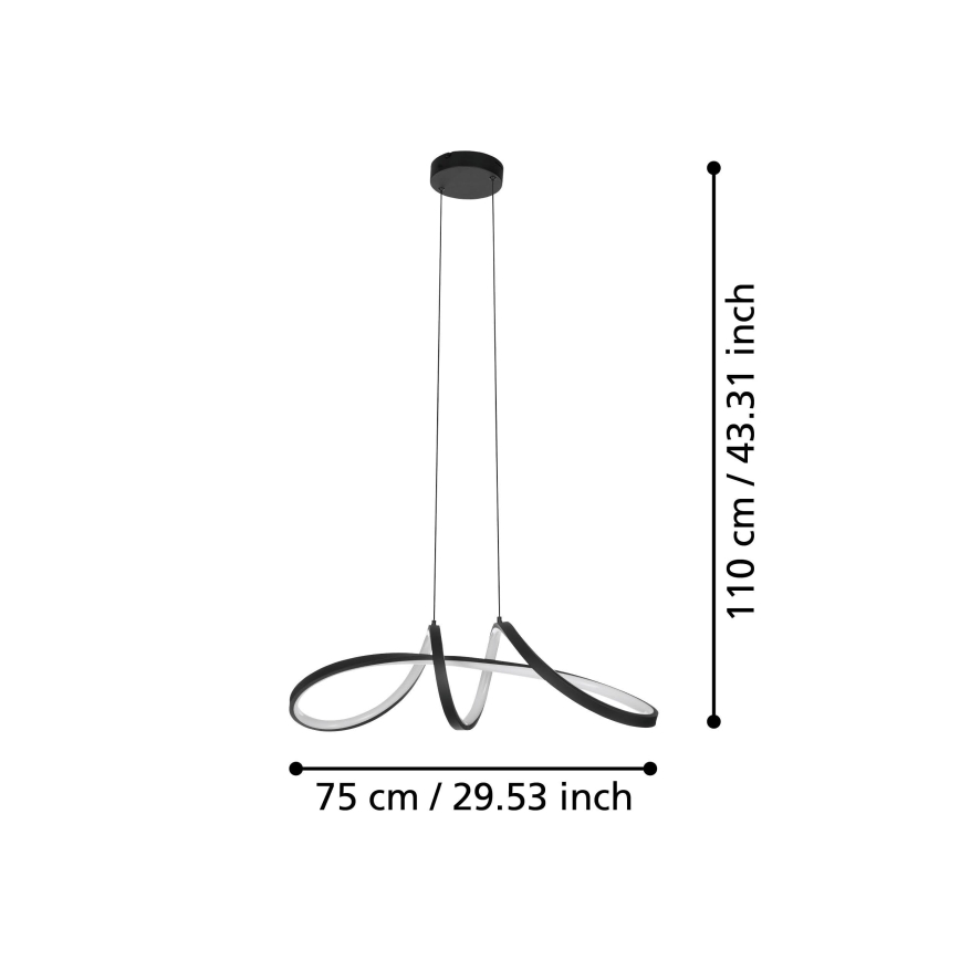 Eglo - LED RGBW Zatemnitveni lestenec na vrvici LED/22W/230V 2700-6500K črna