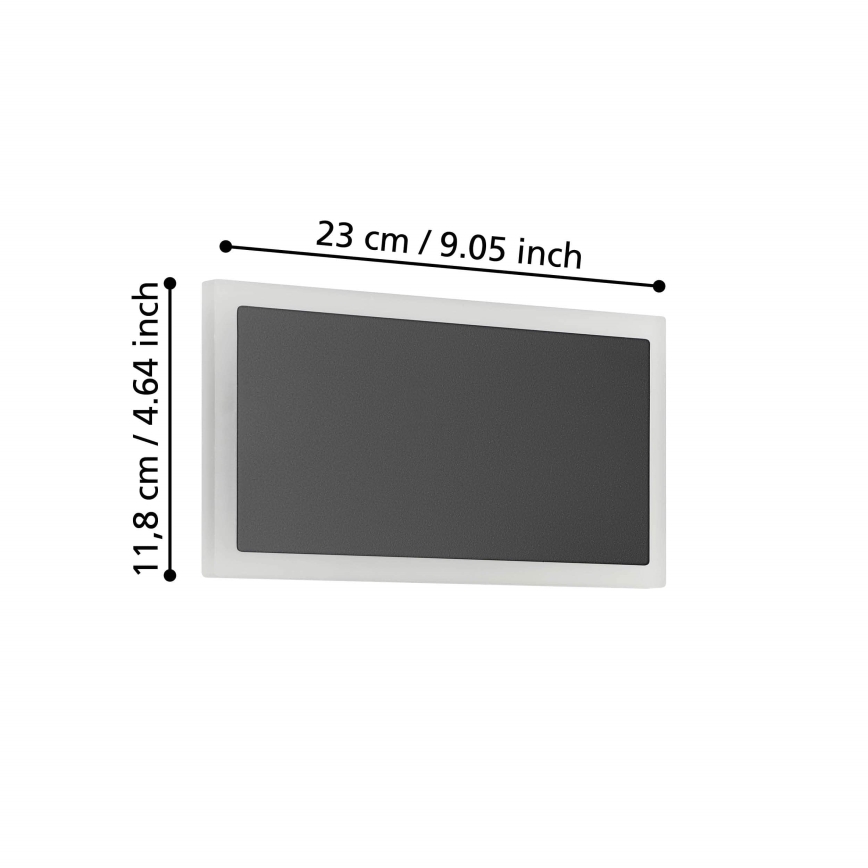 Eglo - LED Stenska svetilka LED/12W/230V 3000K 12x23 cm črna