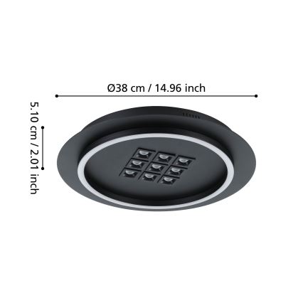 Eglo - LED Zatemnitvena stropna svetilka LED/21,4W/230V 2700-6500K črna + Daljinski upravljalnik