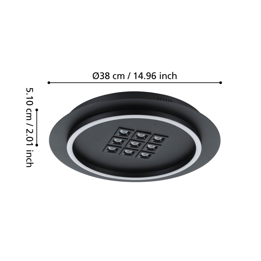 Eglo - LED Zatemnitvena stropna svetilka LED/21,4W/230V 2700-6500K črna + Daljinski upravljalnik