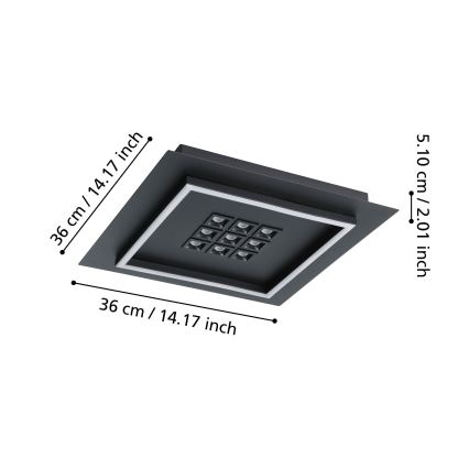 Eglo - LED Zatemnitvena stropna svetilka LED/21,4W/230V 2700-6500K črna + Daljinski upravljalnik