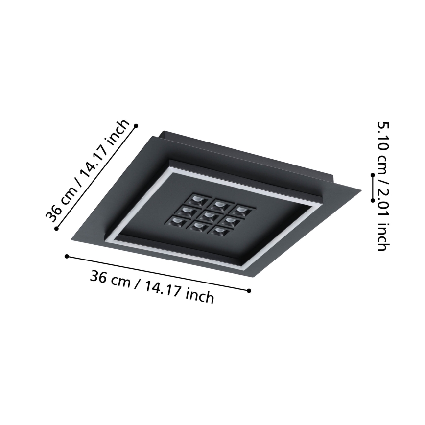 Eglo - LED Zatemnitvena stropna svetilka LED/21,4W/230V 2700-6500K črna + Daljinski upravljalnik