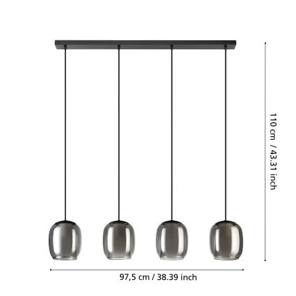 Eglo - Lestenec na vrvici 4xE27/28W/230V siva