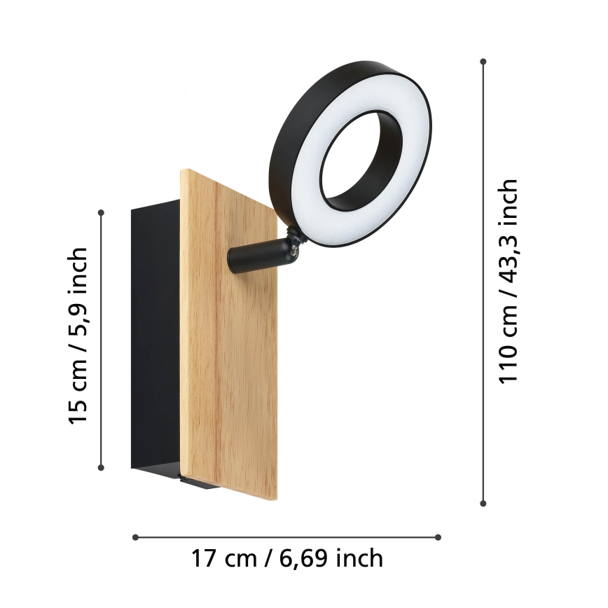 Eglo - LED stensko točkovno svetilo LED/4,2W/230V črna/rjava