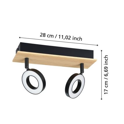 Eglo - LED smerna svetilka 2xLED/4,2W/230V črna/rjava