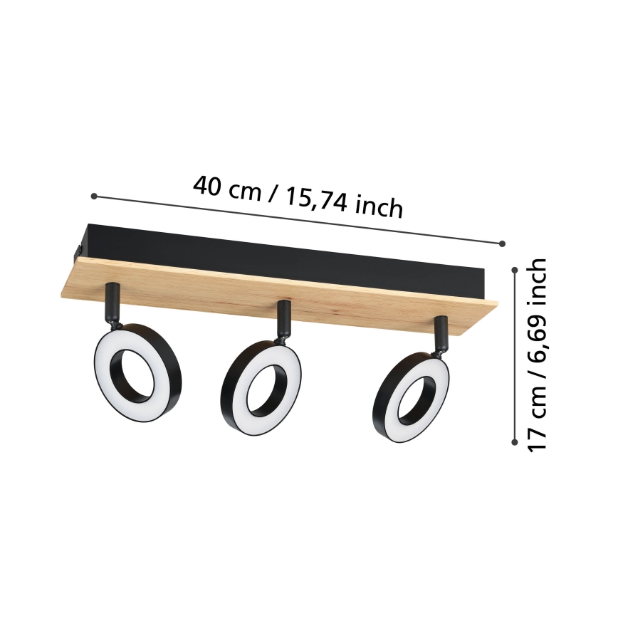 Eglo - LED točkovna svetilka 3xLED/4,2W/230V črna/rjava