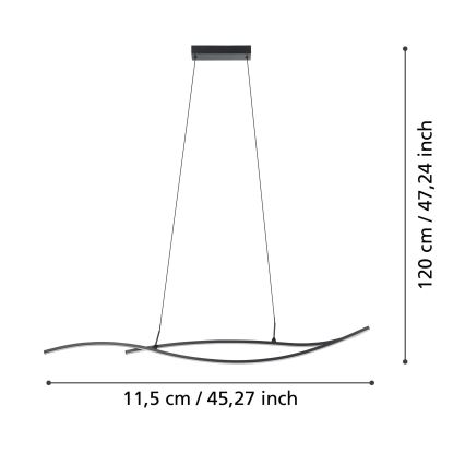 Eglo - LED Lestenec na vrvici LED/20W/230V 4000K črna