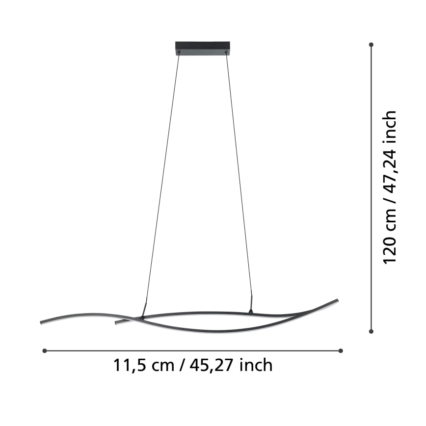 Eglo - LED Lestenec na vrvici LED/20W/230V 4000K črna