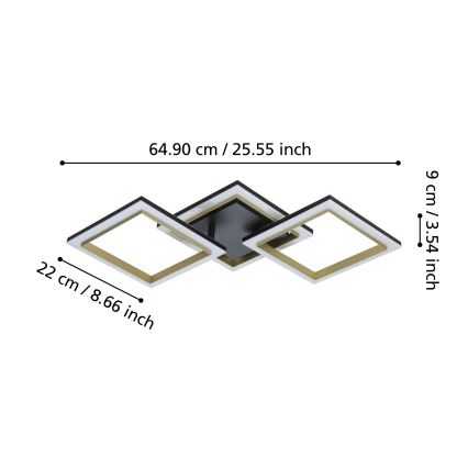 Eglo - LED Zatemnitvena stropna svetilka LED/20W/230V 4000K črna/zlata