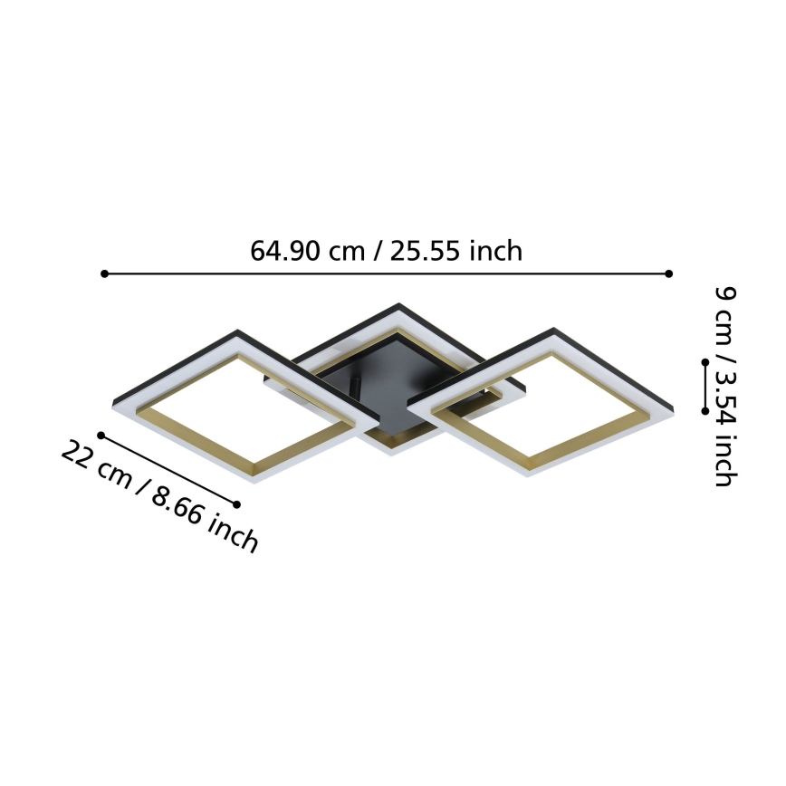 Eglo - LED Zatemnitvena stropna svetilka LED/20W/230V 4000K črna/zlata
