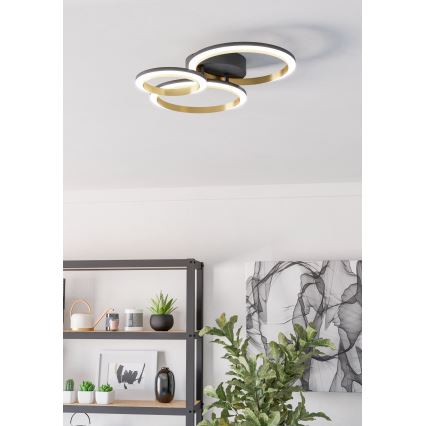 Eglo - LED Zatemnitvena stropna svetilka LED/20W/230V 4000K črna/zlata