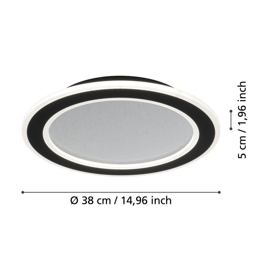 Eglo - LED Zatemnitvena stropna svetilka LED/20W/230V 2700-6500K črna + Daljinski upravljalnik